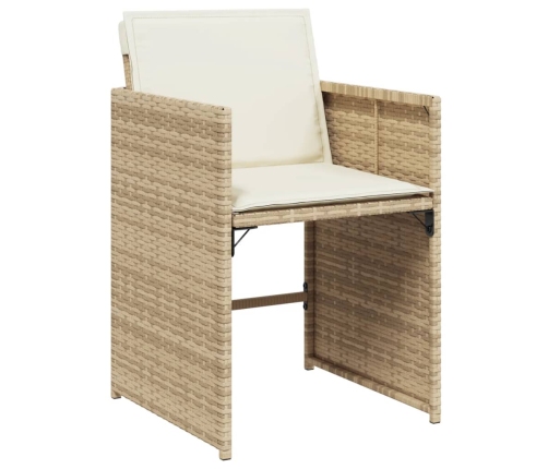 Set comedor de jardín 17 pzas con cojines ratán sintético beige