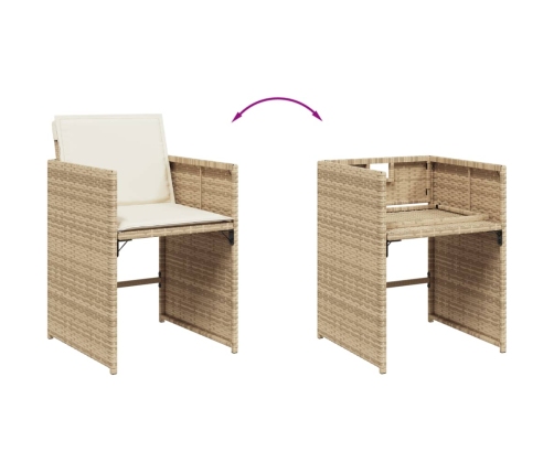 Set comedor de jardín 17 pzas con cojines ratán sintético beige