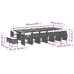 Set comedor de jardín 17 pzas y cojines ratán sintético gris