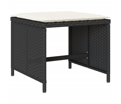 Set de muebles jardín 17 pzas con cojines ratán sintético negro