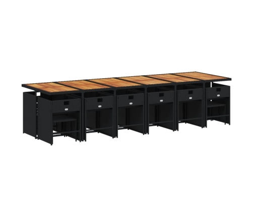 Set de muebles jardín 17 pzas con cojines ratán sintético negro