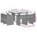 Set comedor para jardín 9 pzas y cojines ratán sintético marrón