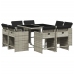 Set comedor de jardín 9 pzas cojines ratán sintético gris claro