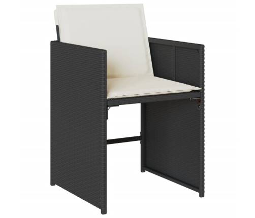 Set de comedor de jardín 9 pzas y cojines ratán sintético negro