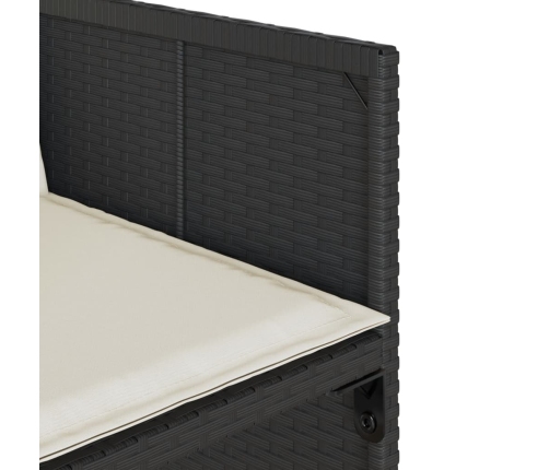 Set de comedor de jardín 9 pzas y cojines ratán sintético negro
