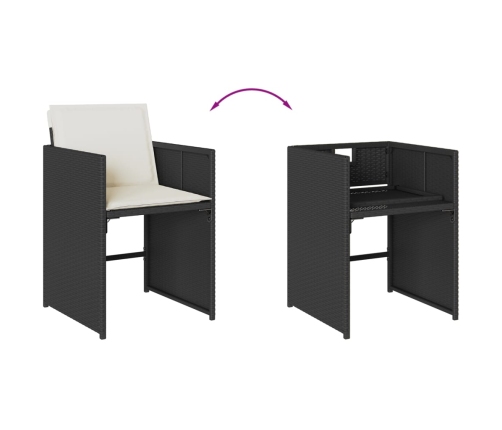 Set de comedor de jardín 9 pzas y cojines ratán sintético negro