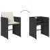 Set de comedor de jardín 9 pzas y cojines ratán sintético negro