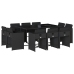 Set de comedor jardín 11 pzas con cojines ratán sintético negro