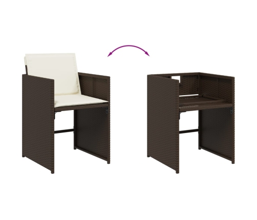 Set comedor de jardín 11 pzas y cojines ratán sintético marrón