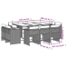 Set comedor de jardín 11 pzas con cojines ratán sintético beige