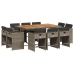 Set de comedor de jardín 11 pzas y cojines ratán sintético gris