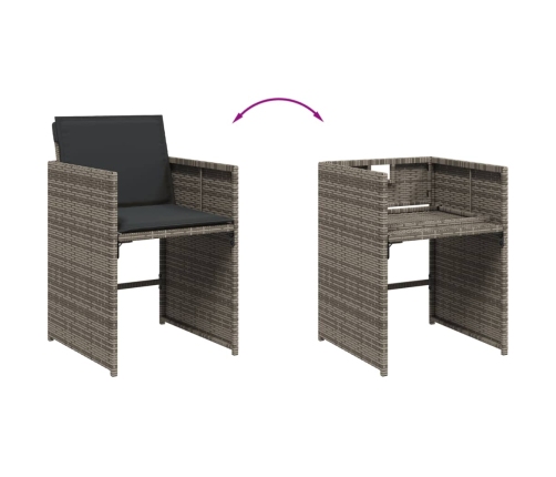 Set comedor de jardín con cojines 13 pzas ratán sintético gris