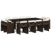 Set muebles de jardín 13 pzas y cojines ratán sintético marrón