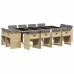 Set comedor de jardín con cojines 13 pzas ratán sintético beige