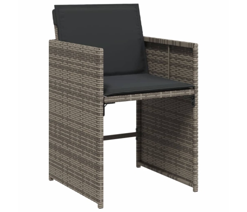 Set comedor de jardín con cojines 13 pzas ratán sintético gris