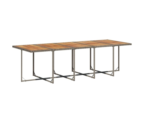 Set comedor de jardín con cojines 13 pzas ratán sintético gris