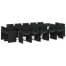 Set comedor de jardín con cojines 15 pzas ratán sintético negro