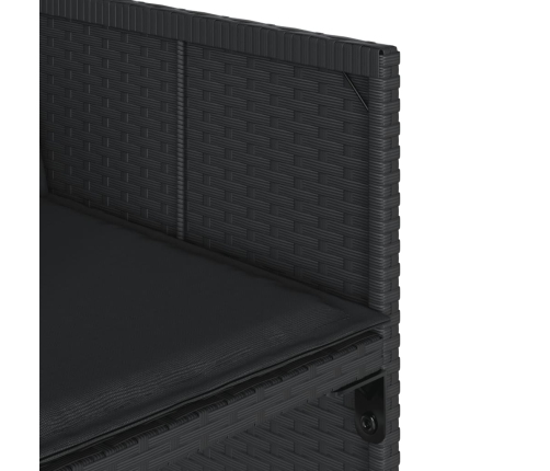 Set comedor de jardín con cojines 15 pzas ratán sintético negro