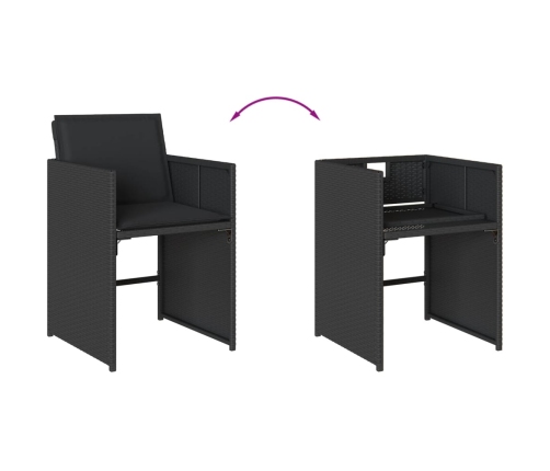 Set comedor de jardín con cojines 15 pzas ratán sintético negro