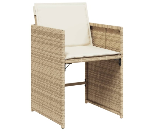 Set comedor de jardín con cojines 15 pzas ratán sintético beige