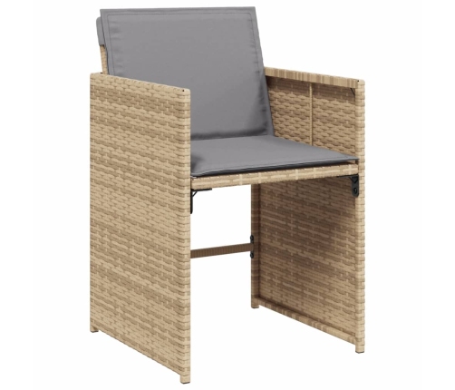 Set comedor de jardín con cojines 15 pzas ratán sintético beige
