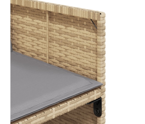 Set comedor de jardín con cojines 15 pzas ratán sintético beige