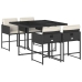 Set de muebles jardín 5 pzas con cojines ratán sintético negro