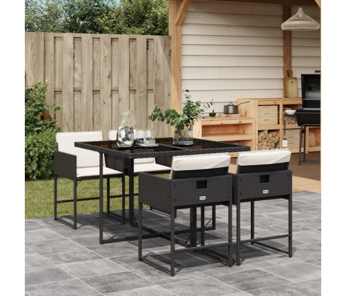 Set de muebles jardín 5 pzas con cojines ratán sintético negro