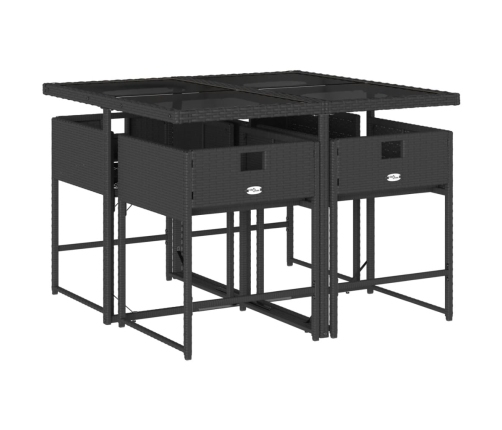 Set de muebles jardín 5 pzas con cojines ratán sintético negro