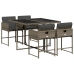 Set comedor de jardín 5 piezas con cojines ratán sintético gris