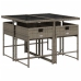 Set comedor de jardín 5 piezas con cojines ratán sintético gris