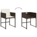 Set comedor de jardín 5 piezas y cojines ratán sintético marrón