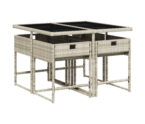 Set comedor de jardín 5 pzas cojines ratán sintético gris claro