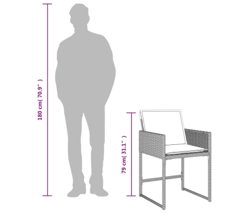 Set comedor de jardín 5 pzas cojines ratán sintético gris claro