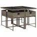 Set comedor de jardín 5 piezas con cojines ratán sintético gris