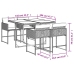 Set comedor de jardín 5 piezas con cojines ratán sintético gris