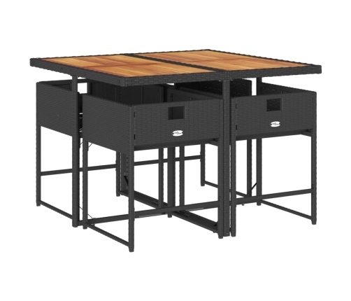 Set de muebles jardín 5 pzas con cojines ratán sintético negro