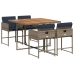 Set comedor de jardín 5 piezas con cojines ratán sintético gris