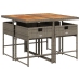 Set comedor de jardín 5 piezas con cojines ratán sintético gris