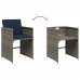 Set comedor de jardín 5 piezas con cojines ratán sintético gris
