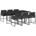 Set de comedor de jardín 7 pzas y cojines ratán sintético negro