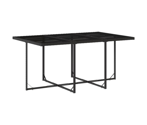 Set de comedor de jardín 7 pzas y cojines ratán sintético negro