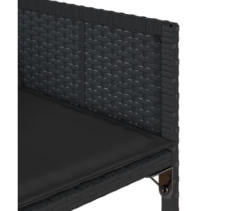 Set de comedor de jardín 7 pzas y cojines ratán sintético negro