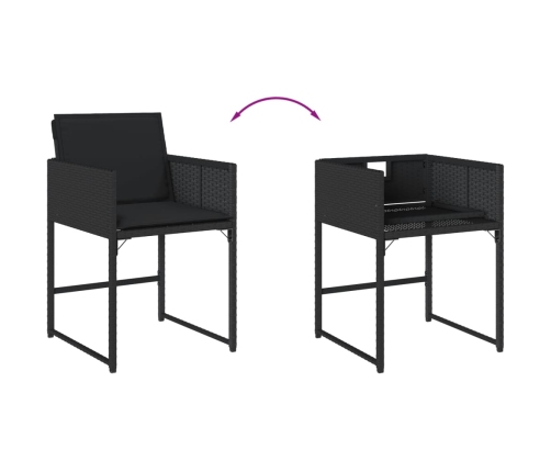 Set de comedor de jardín 7 pzas y cojines ratán sintético negro
