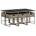 Set comedor jardín 7 pzas y cojines ratán sintético gris