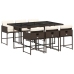 Set comedor de jardín 7 pzas con cojines ratán sintético marrón