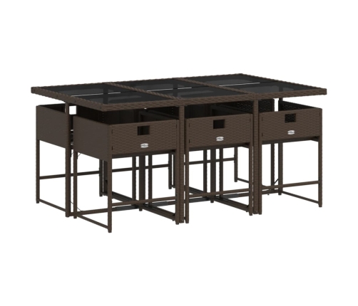 Set comedor de jardín 7 pzas con cojines ratán sintético marrón