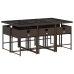 Set comedor de jardín 7 pzas con cojines ratán sintético marrón