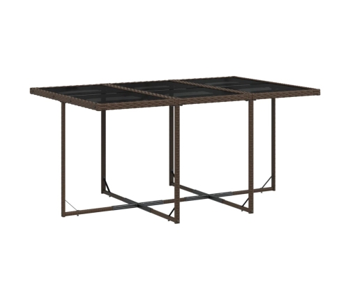 Set comedor de jardín 7 pzas con cojines ratán sintético marrón