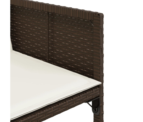 Set comedor de jardín 7 pzas con cojines ratán sintético marrón